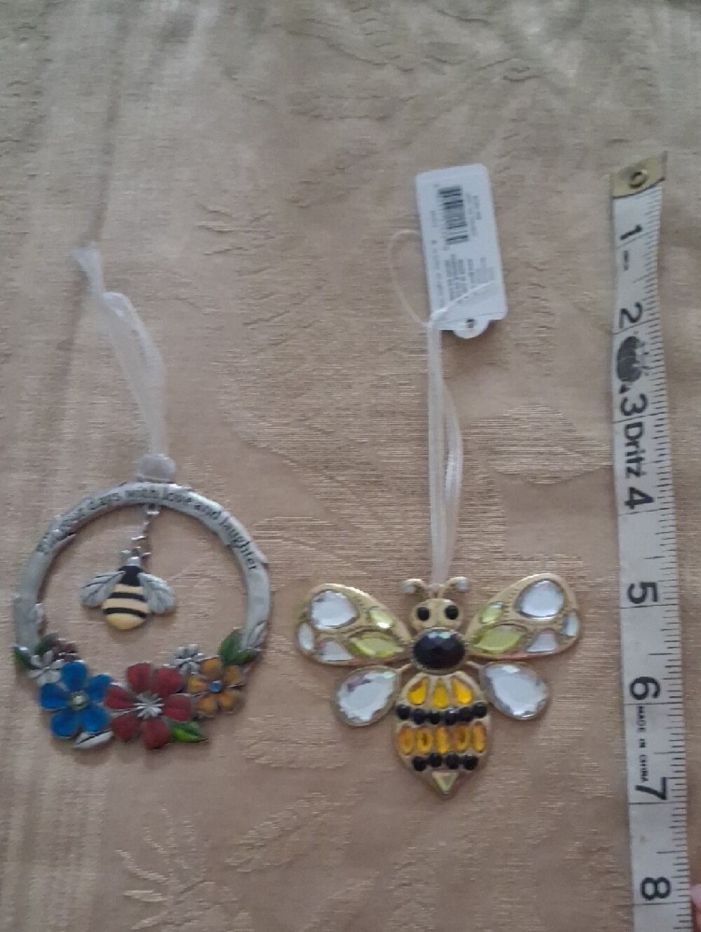 Kurt Adler Colorful Enamel Bee & Floral Hanging Ornaments - Yellow, Blue, Red - Picture 3 of 4